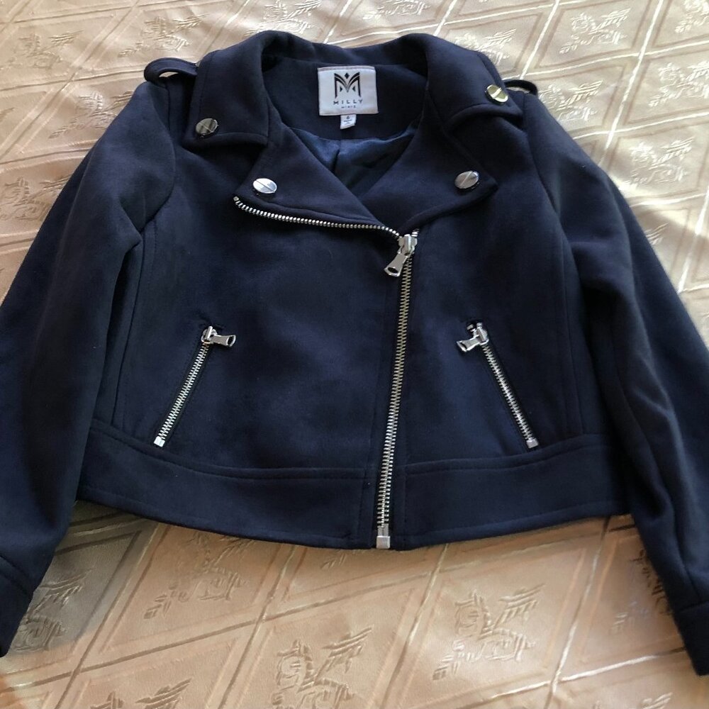 Milly Minis Girls Blue Faux Suede Jacket Size 6 Made in USA